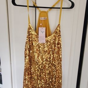 NWT Gold Sequin Women's Cami Tank So Cute!